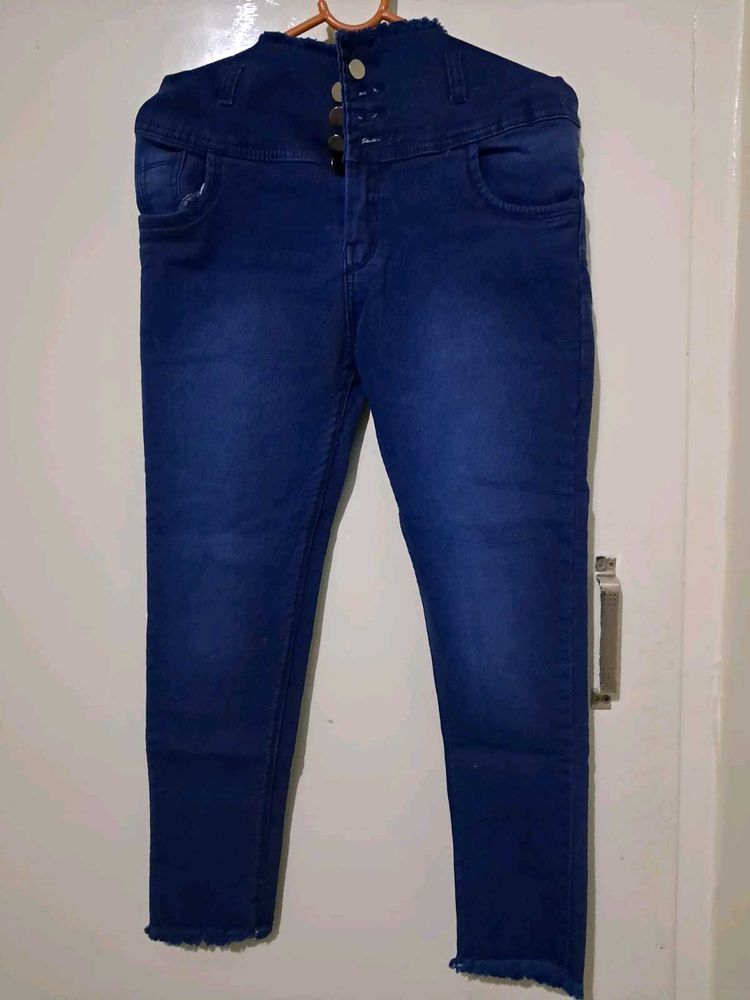 Dark Blue High-Waisted Jeans