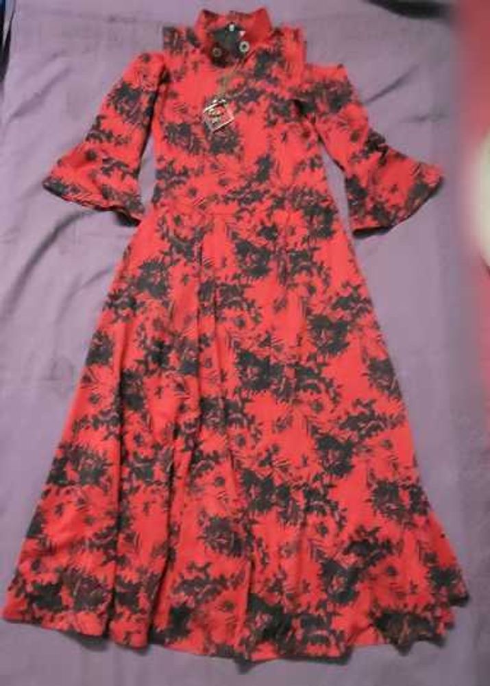 Red &amp; Black Floral Party Dress