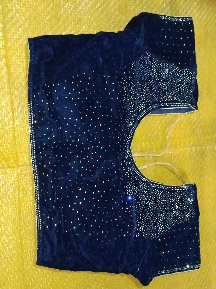 Elegant Navy Blue Velvet Blouse