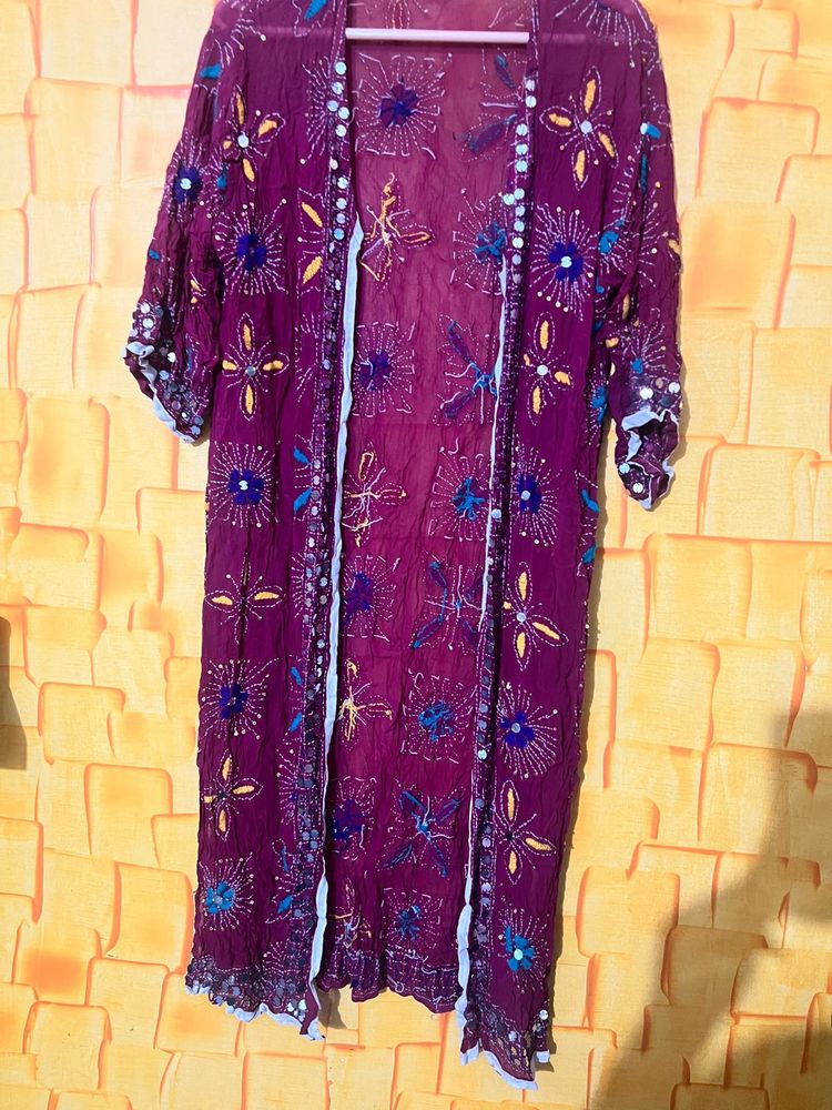 Embroidered Purple Kimono