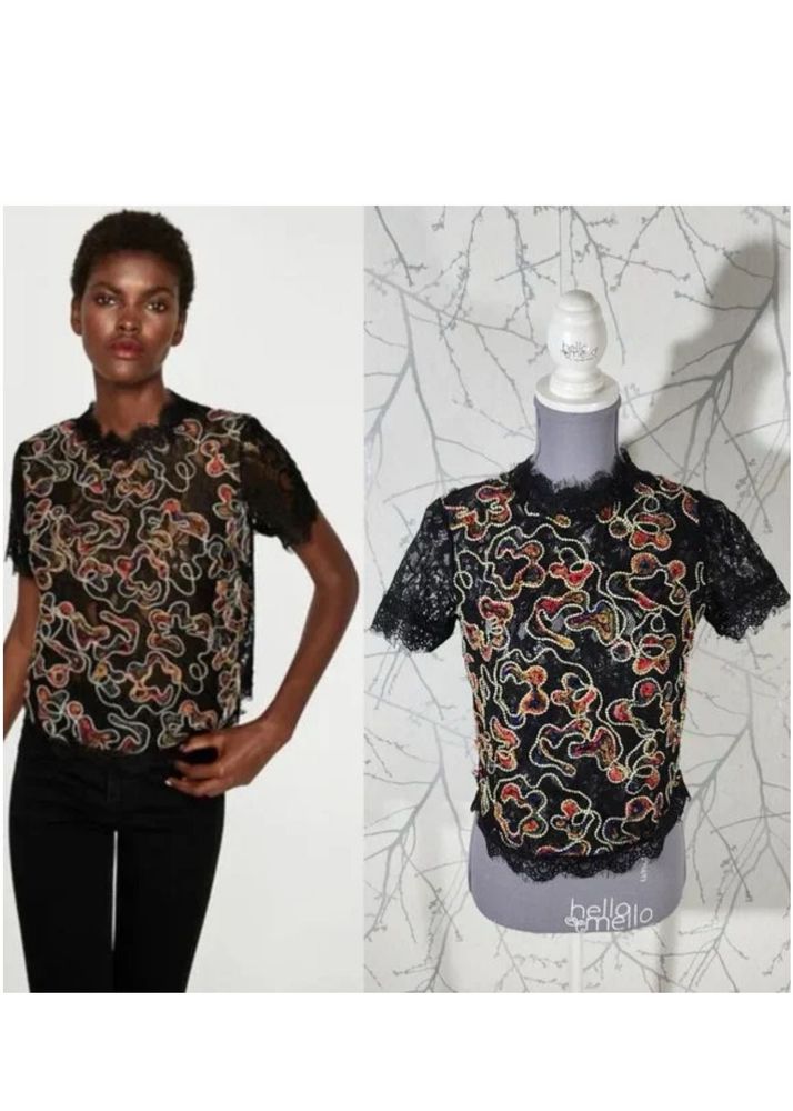 Zara Embroidered black Top