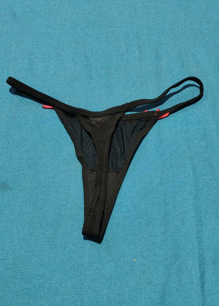 Black Thong with Red Bows
