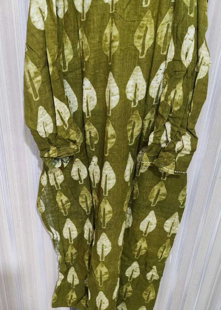 Green Leaf Print Kurta