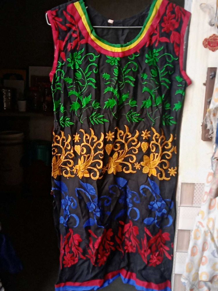 Embroidered Black Dress