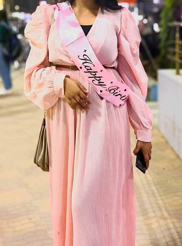 Pink ,Puffed Sleeveless, Jumpsuit
