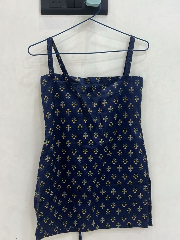 Navy Floral Print corset backless kurti