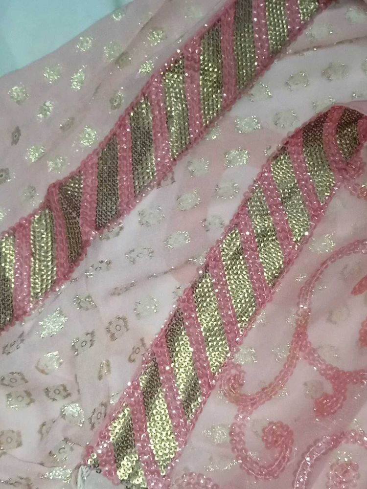 Pink &amp; Gold Sequin Dupatta