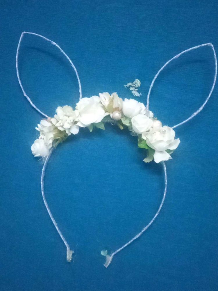 White Rose Flower Hair Band Cat Kids Girls