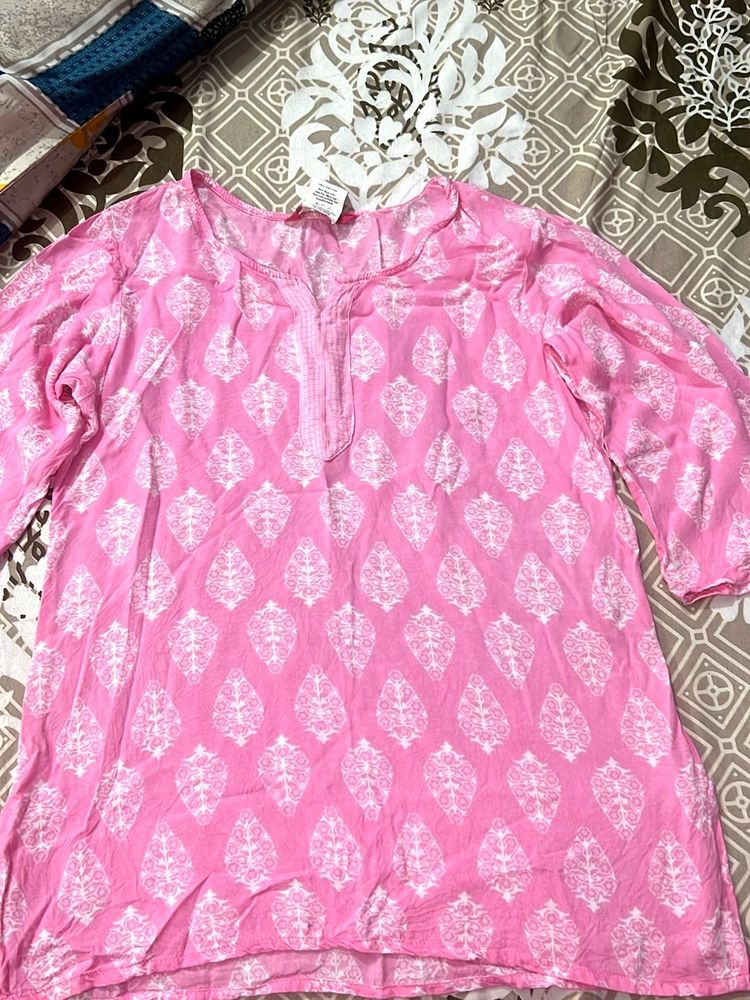 Pink Print Tunic Top