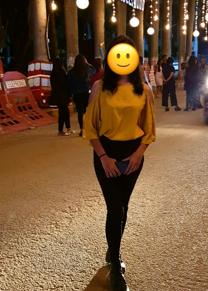 Yellow Cold Shoulder Top