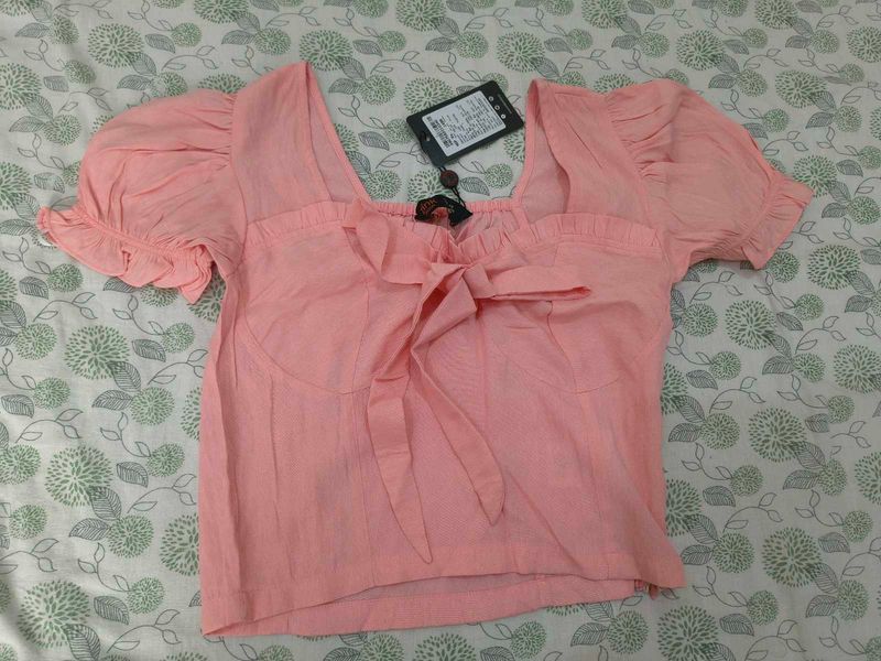 Peach Bow-Tie Crop Top