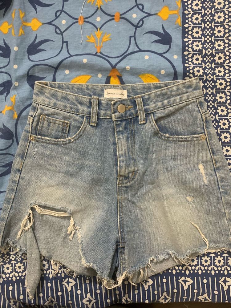Distressed Denim Shorts