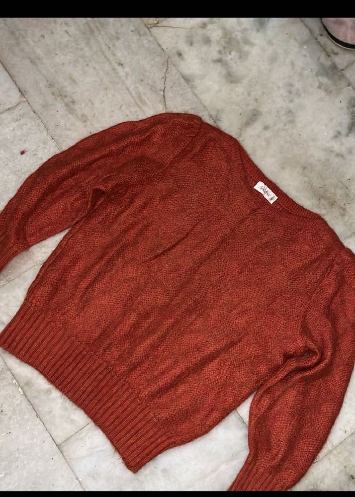 Rust Knit Pullover Sweater