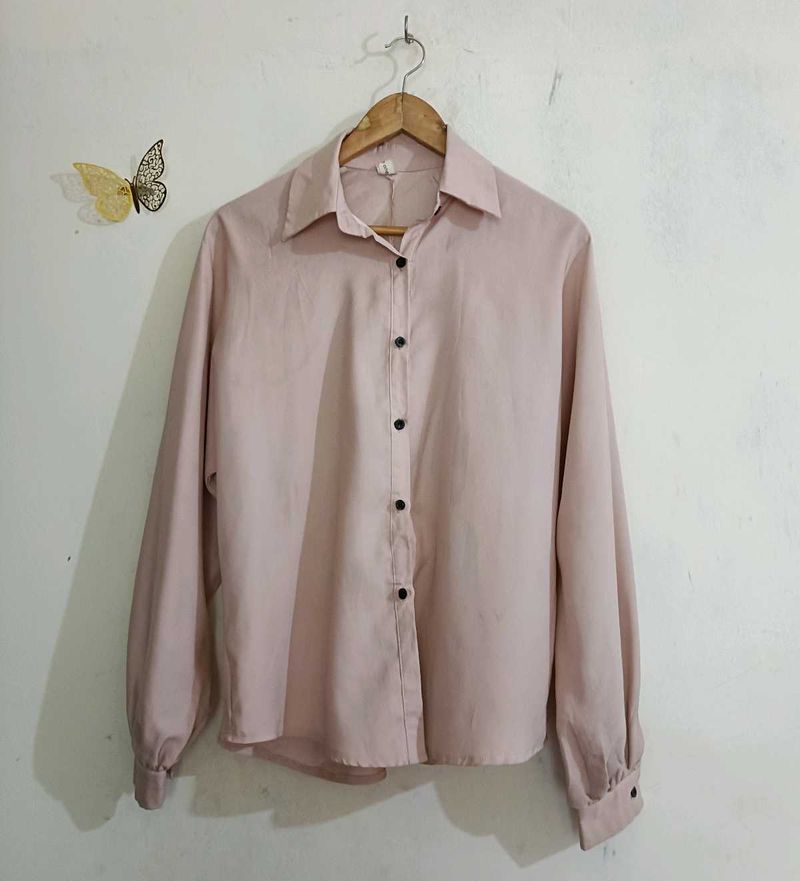 Pearl Pink Silk Satin Shirt
