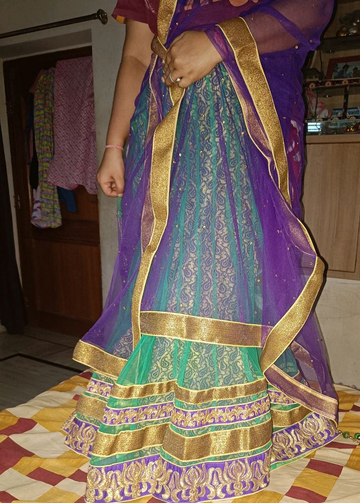 Party Wear Lehanga Chunni With Stitched Blo