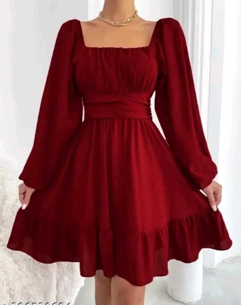 A Beautiful  Maroon Dress With Back Tiers