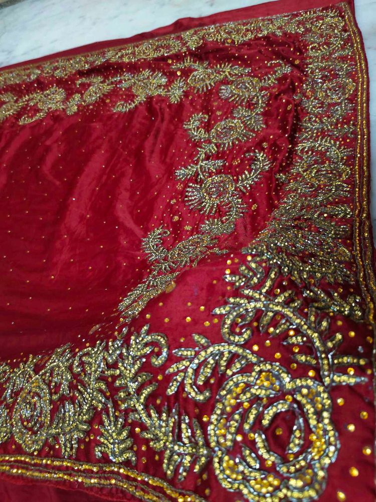 Full Daimond Work Maroon Saree ♥️