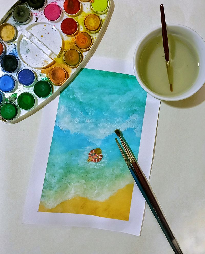 Chilling At The Beach Watercolor Painting * 100 Rs For A5 Size *