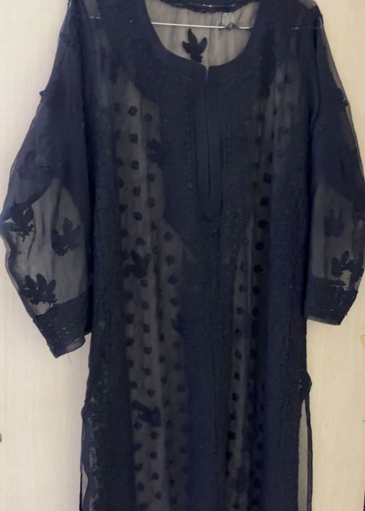 Black Heavy Work Chikankari Georgette Kurta| new