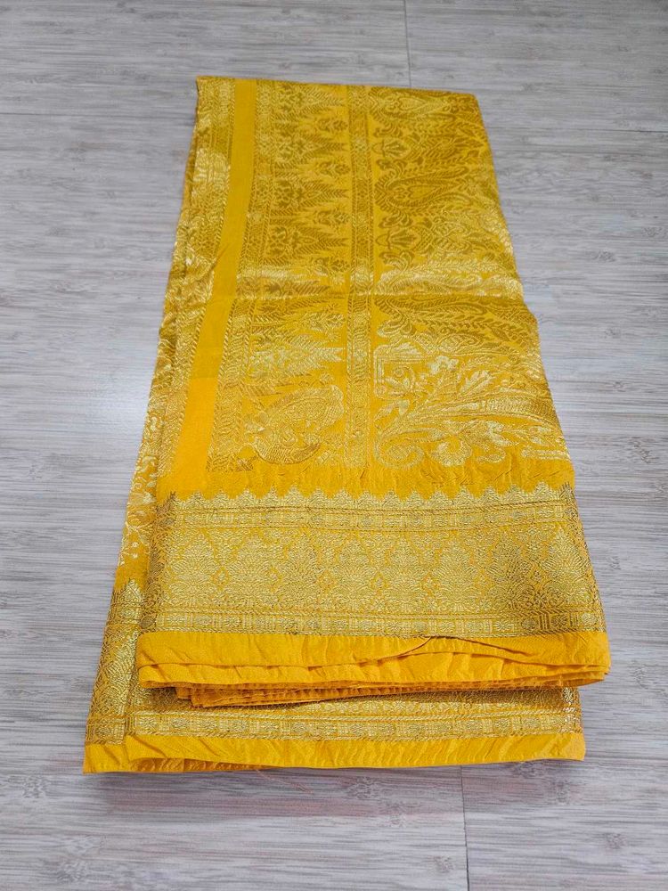 Yellow Banarasi Silk Saree
