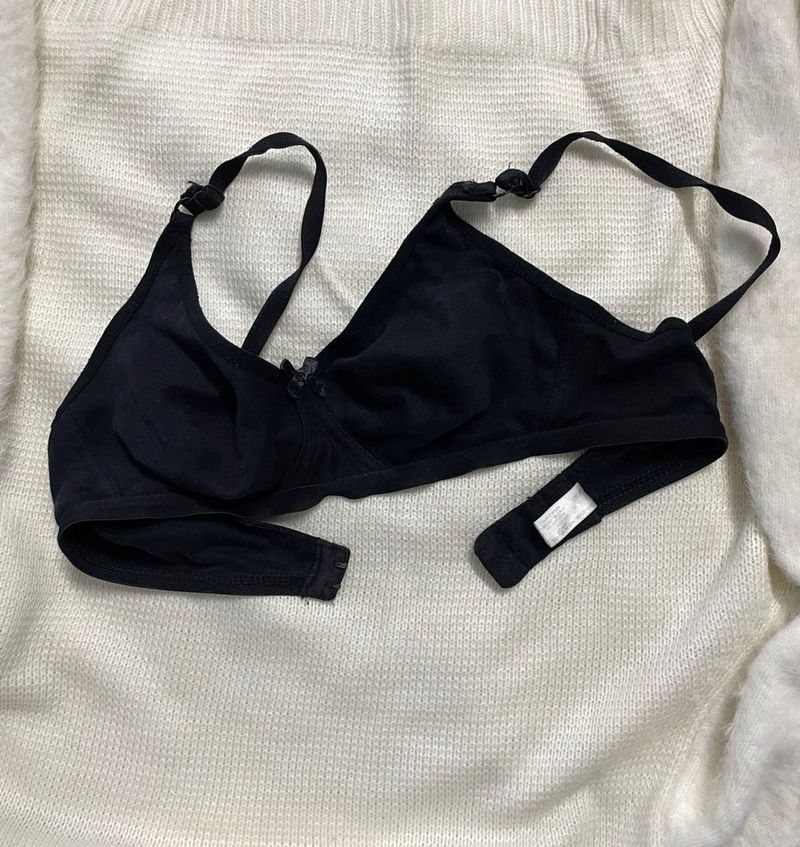 Black Cotton Bra