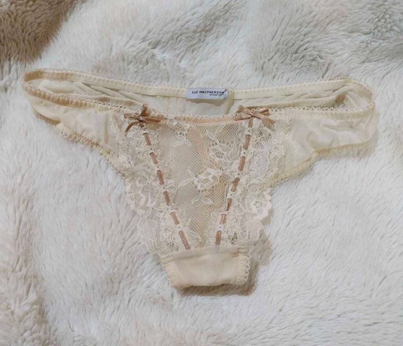 Beige Lace Thong