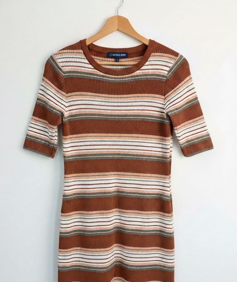 Striped Brown Bodycon Dress