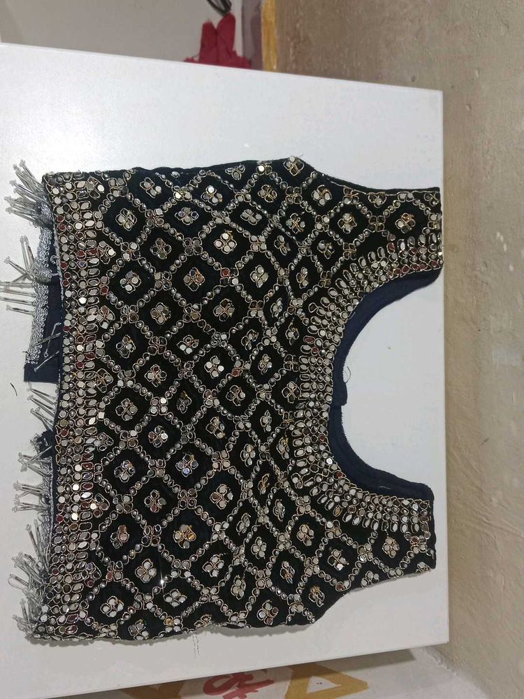 Embellished Black Crop Top