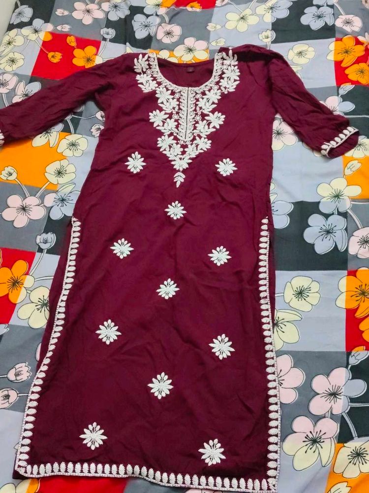 Purple Chikankari Kurti