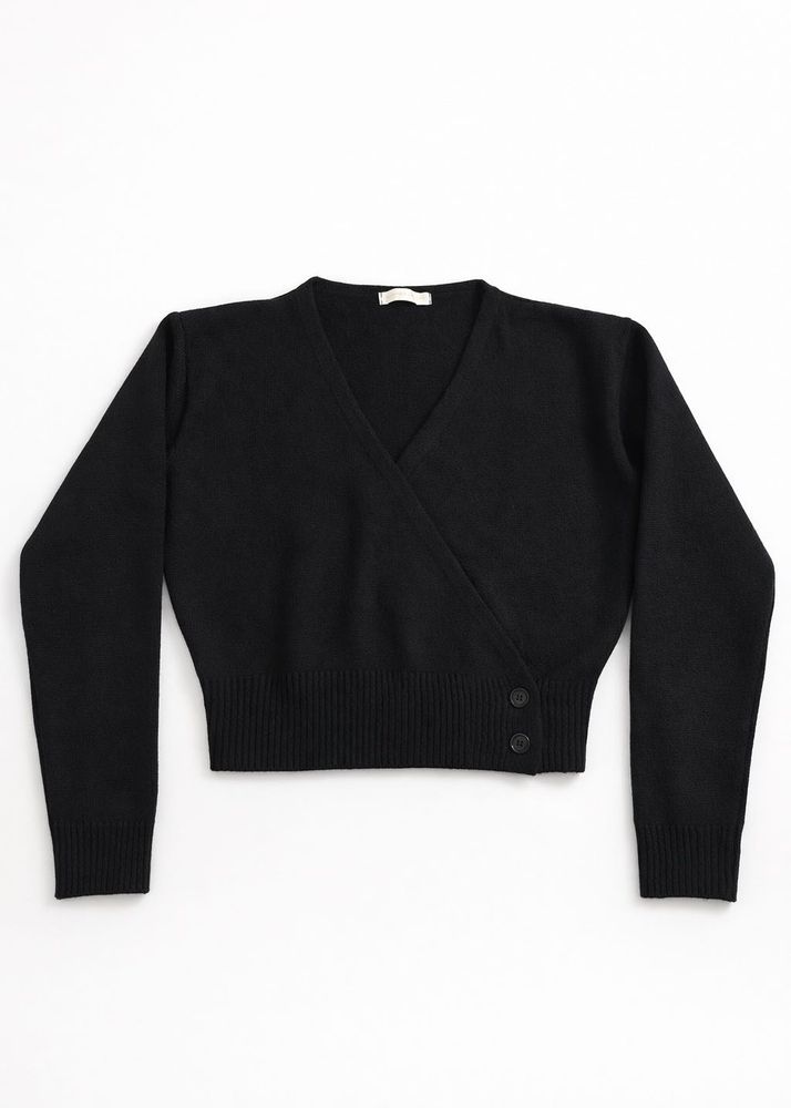 Chic Black Wrap Cardigan Sweater