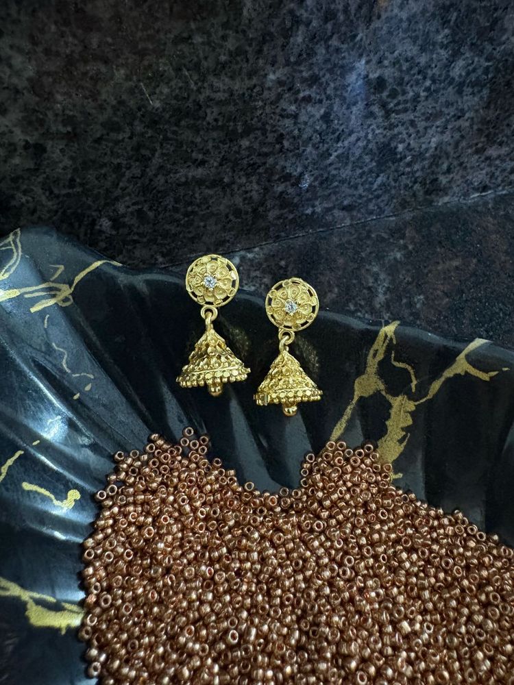 Gold Jhumka Earrings
