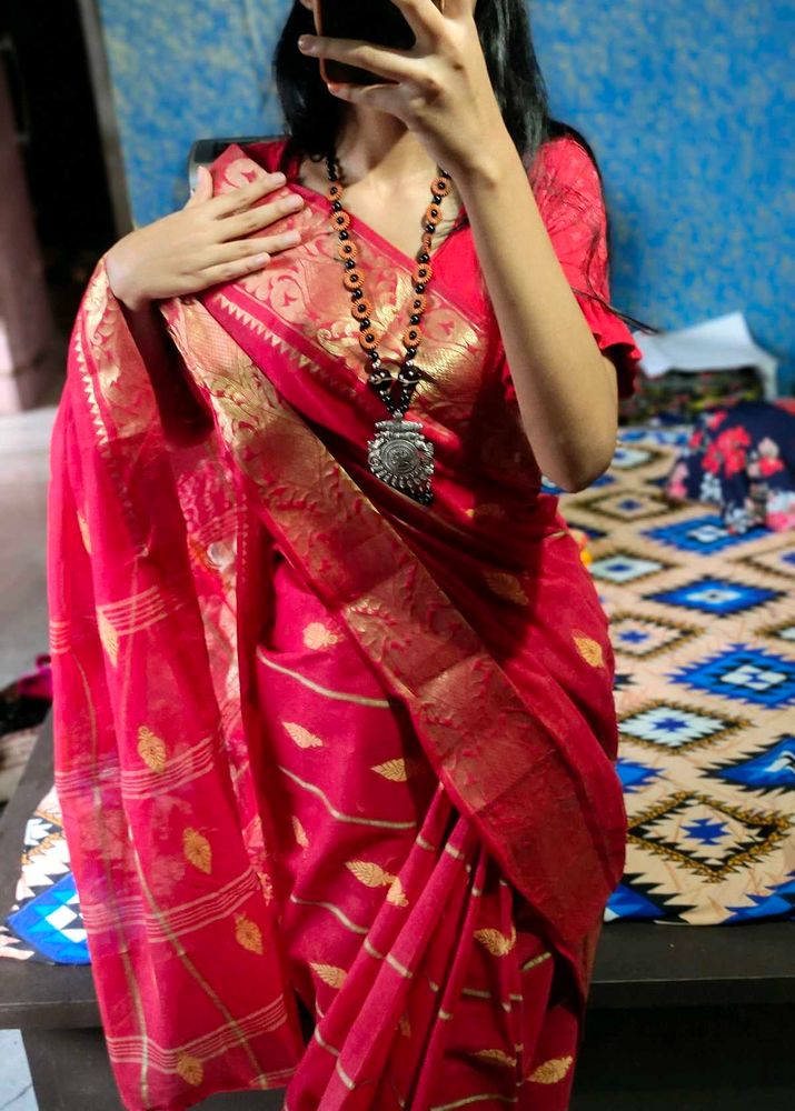 Pure Cotton Silk Saree ❤️(Red)