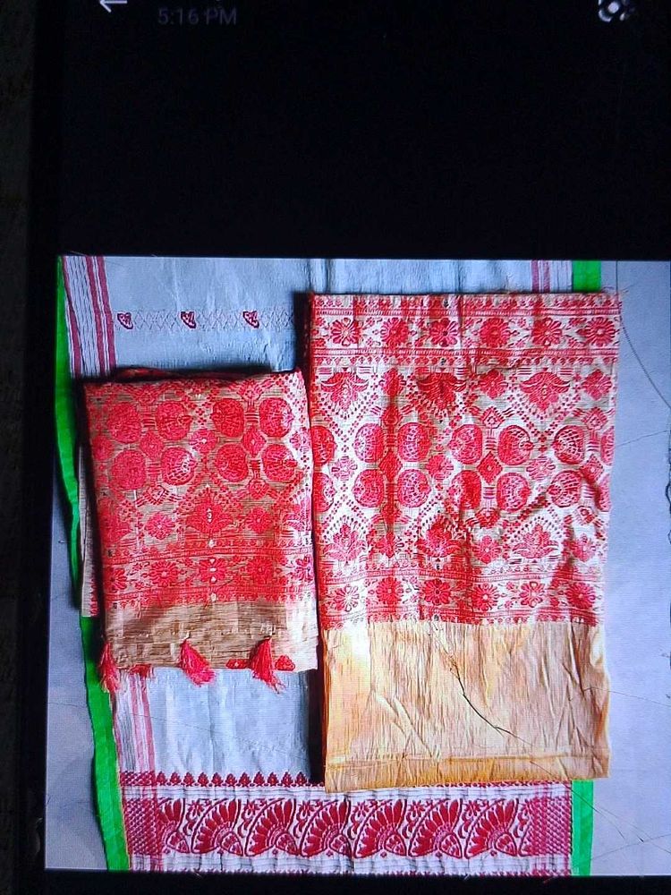 Assamese Muga Mekhla Sador.Unused.2set Combo.