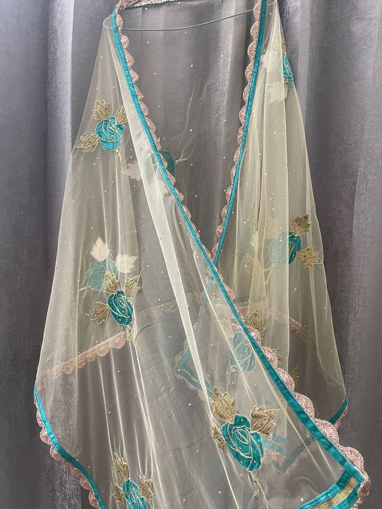 Embroidered Net Dupatta