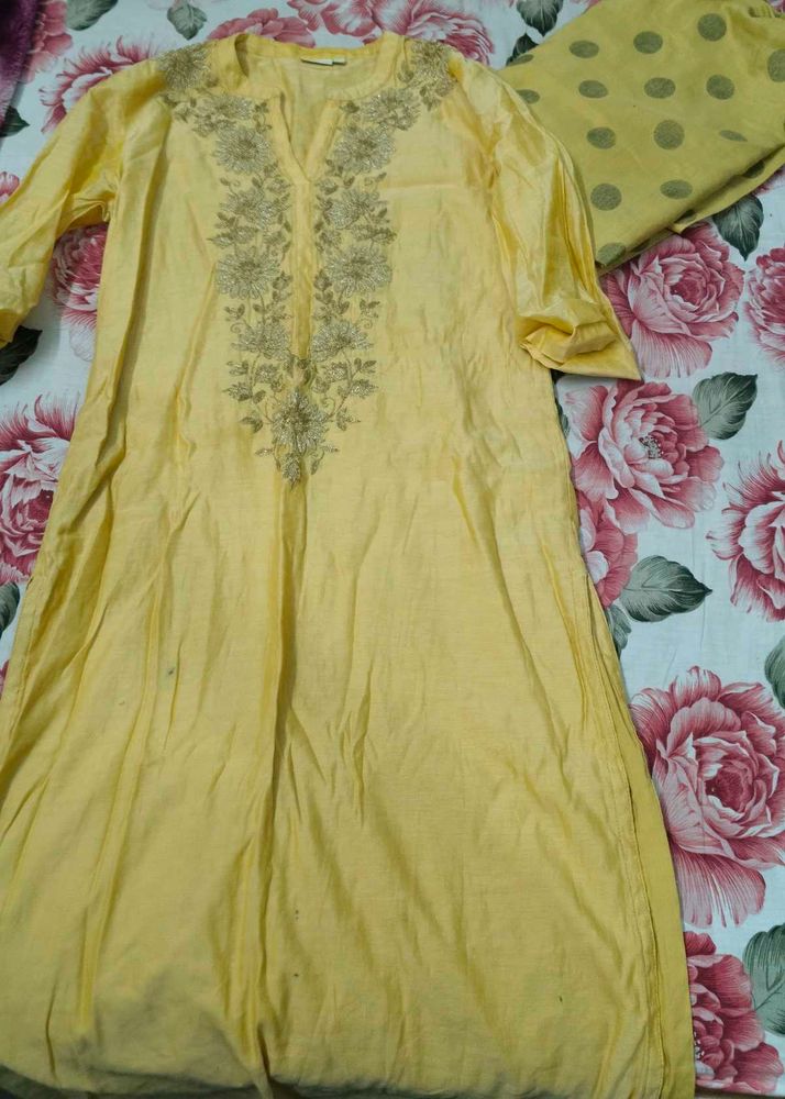 Yellow Embroidered Kurta Set