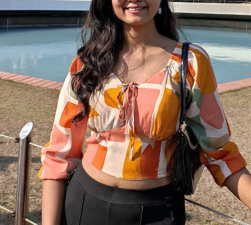 Colorful Geometric Print Top