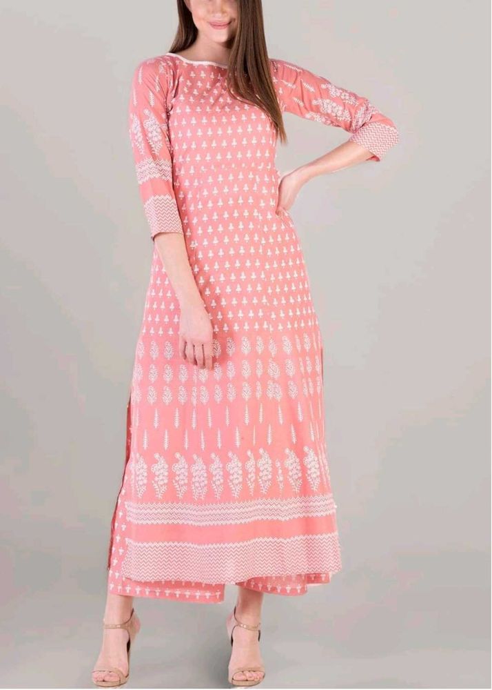 Last Price Elegant Peach Printed Kurta Set
