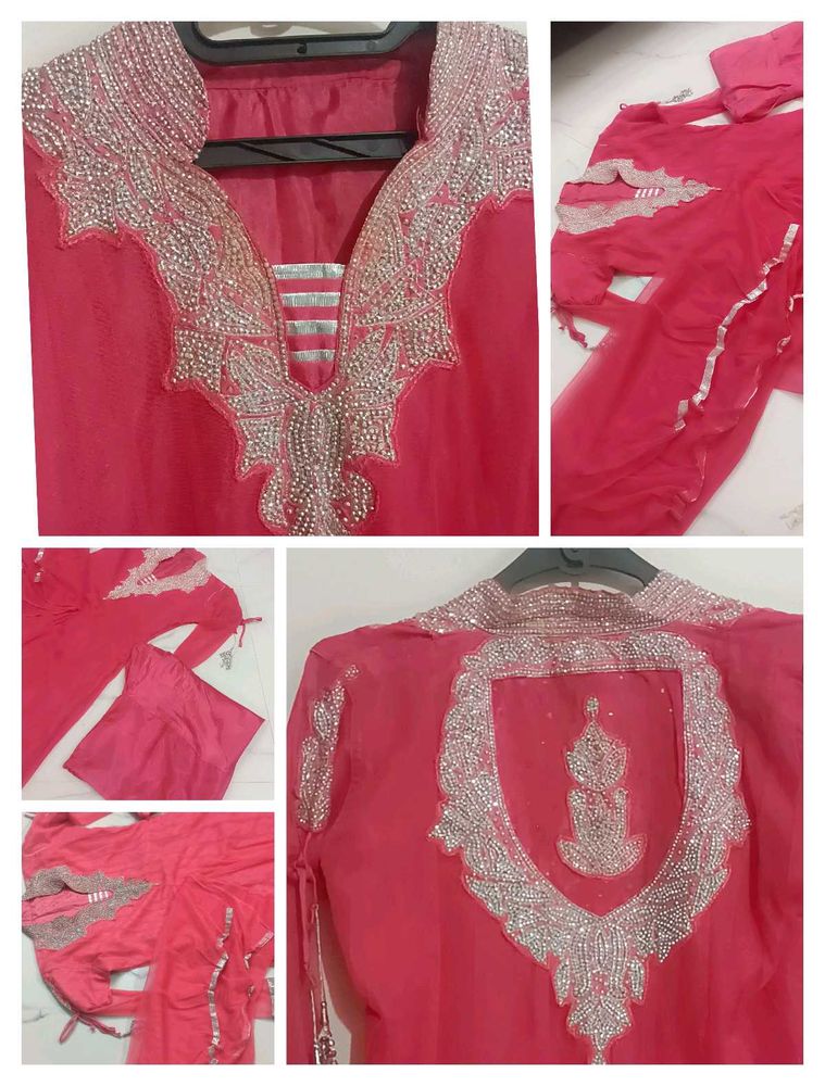 Elegant Pink net frock set