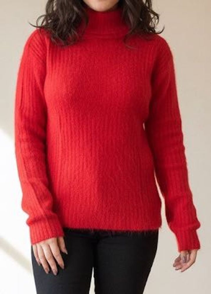 Red Knit Turtleneck Sweater