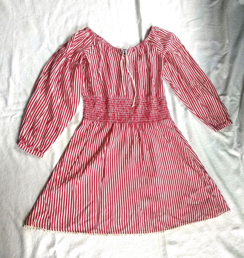 LA Loft Off Shoulder Stripped Skater Dress