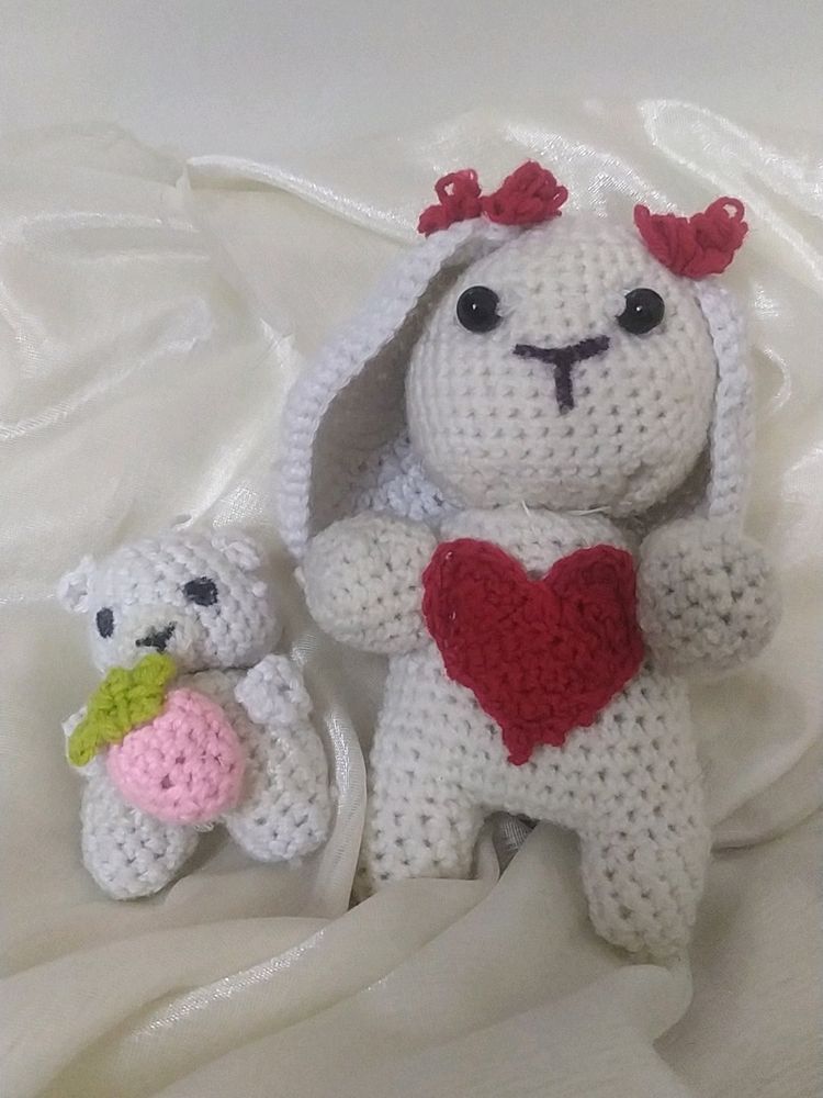 Cute White Rabbit And Teddy