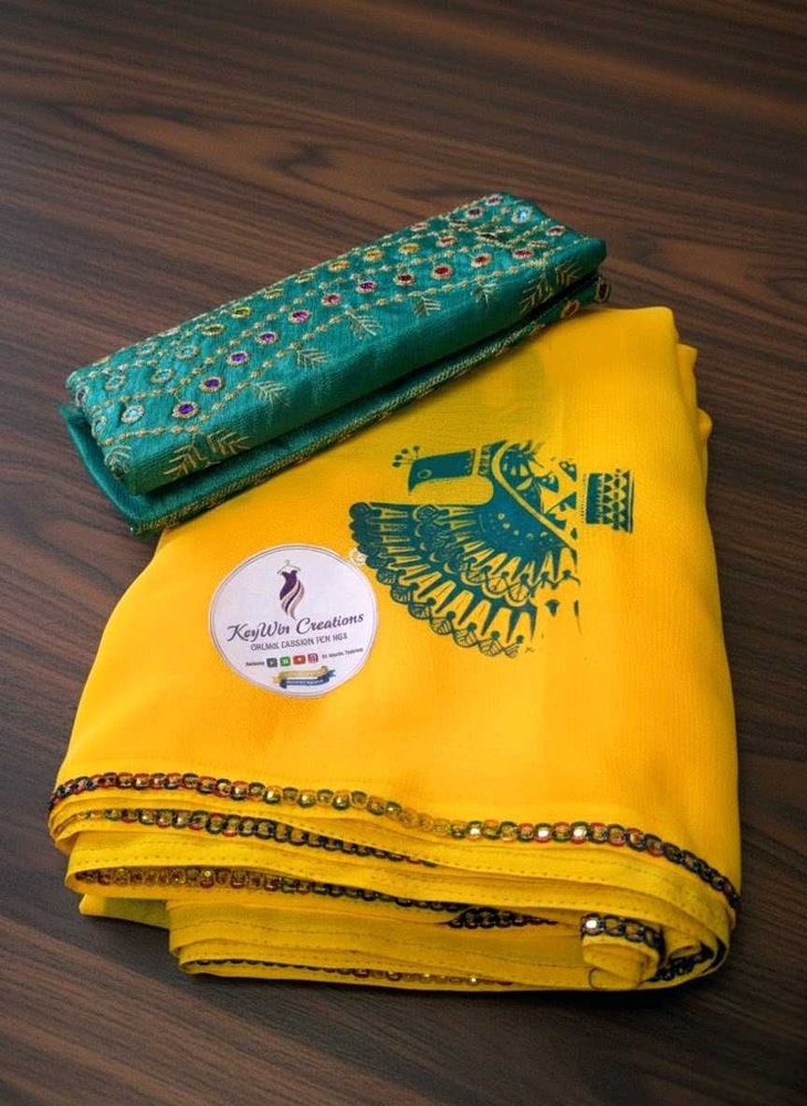 Elegant Yellow Saree with Blouse
