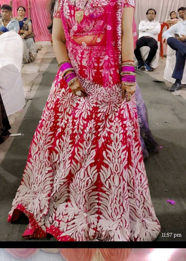 Red &amp; Silver Floral Lehenga