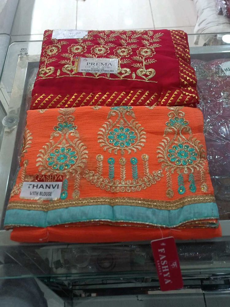 Elegant Embroidered Saree 2pc Combo