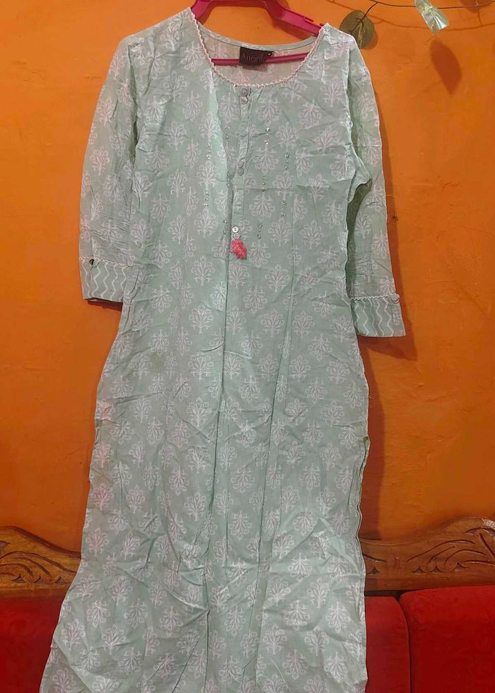 Mint Green Printed Kurti