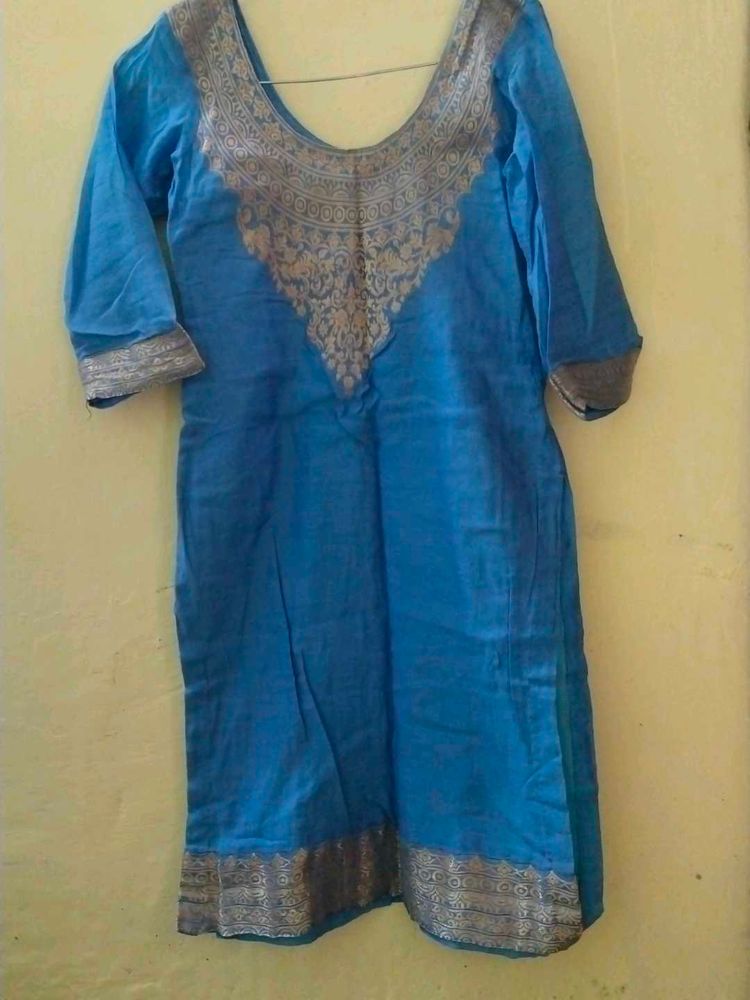 Blue &amp; Silver Embellished Kurti