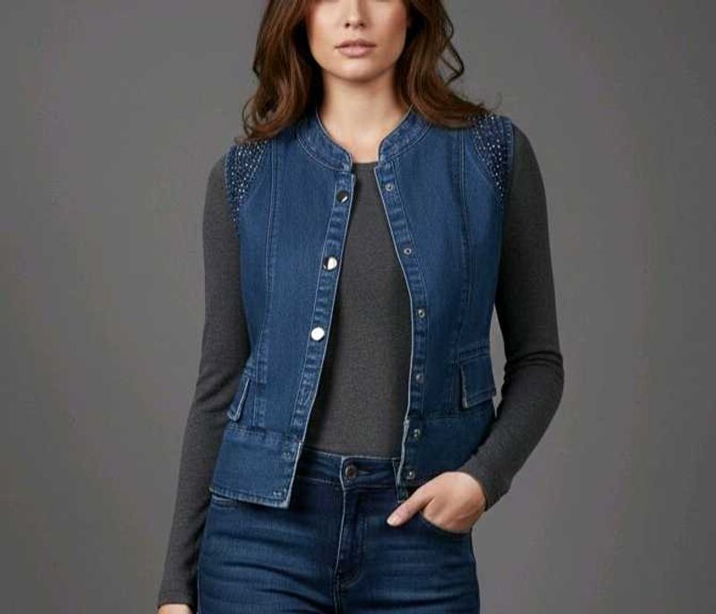 Denim Vest with Embellishments
