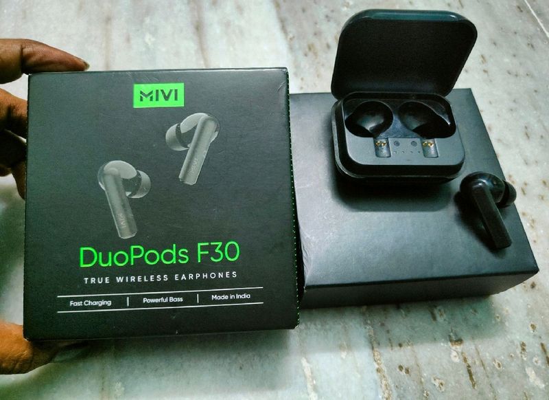 Mivi Duopods F30 with 42 hours batteryFast Charging TWS Bluetooth Headset (Black, True Wireless)