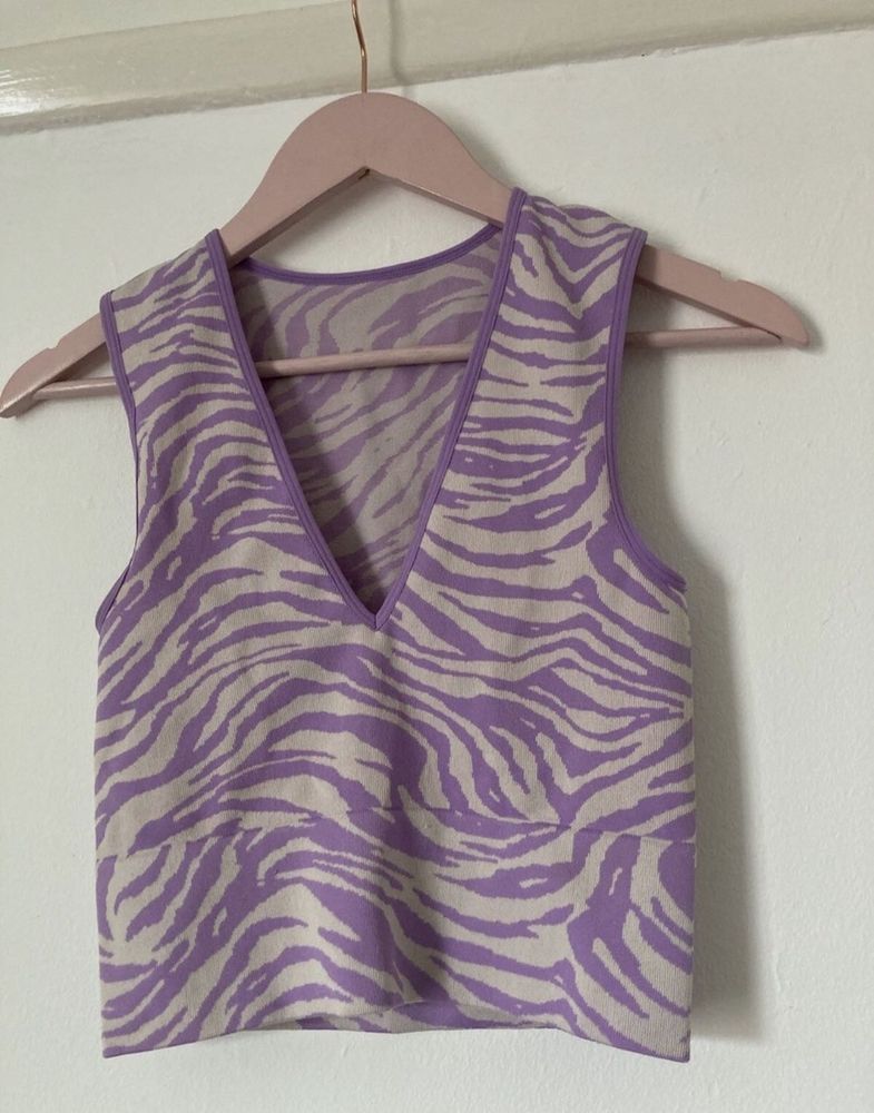 Zebra Print Cropped Tank Anf Purple Pant