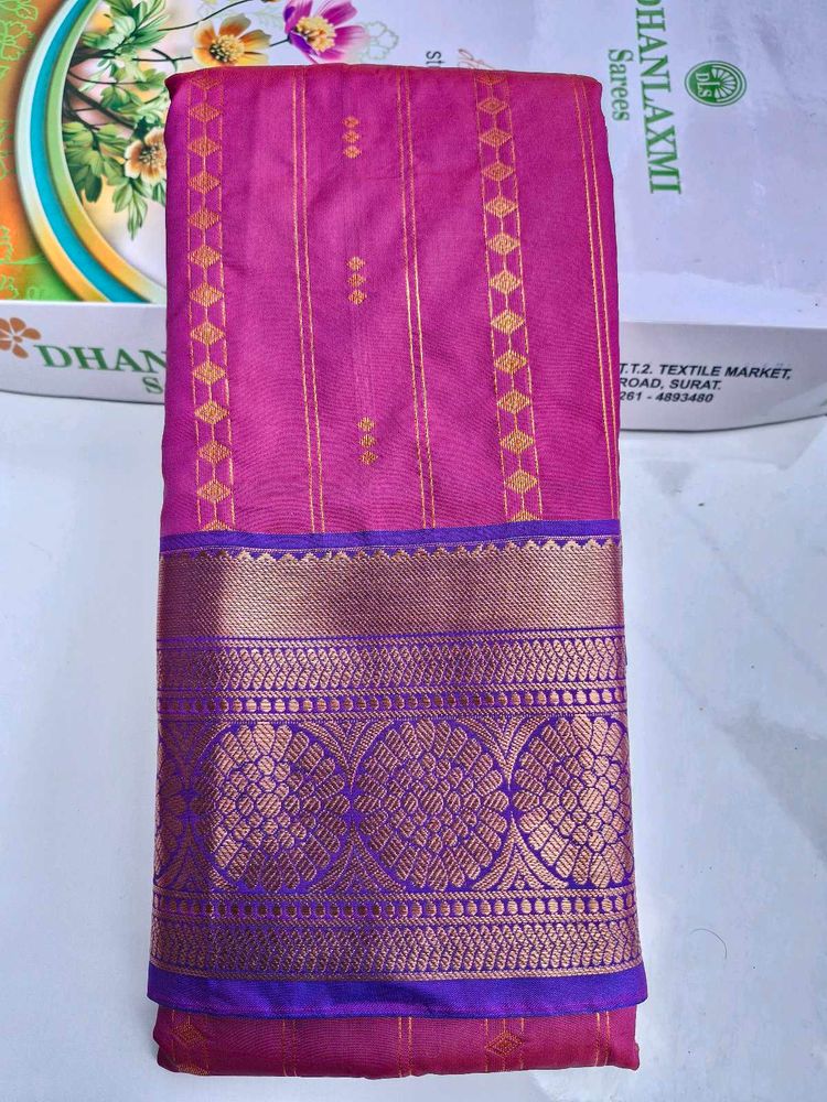Pink &amp; Cofer Jari  Silk Saree